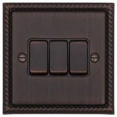 Ретро выключатель Colossal Шоколадный кашемир, CME2513-2-BZ T&J Electric трехклавишный проходной