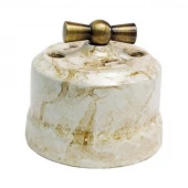 Ретро выключатель Verona мрамор, KVBSw2-K05 Edisel двухклавишный с бронзовой ручкой