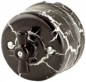 Ретро выключатель двухклавишный, черный мрамор R-SW-29-ЧМ (KM) Retrika