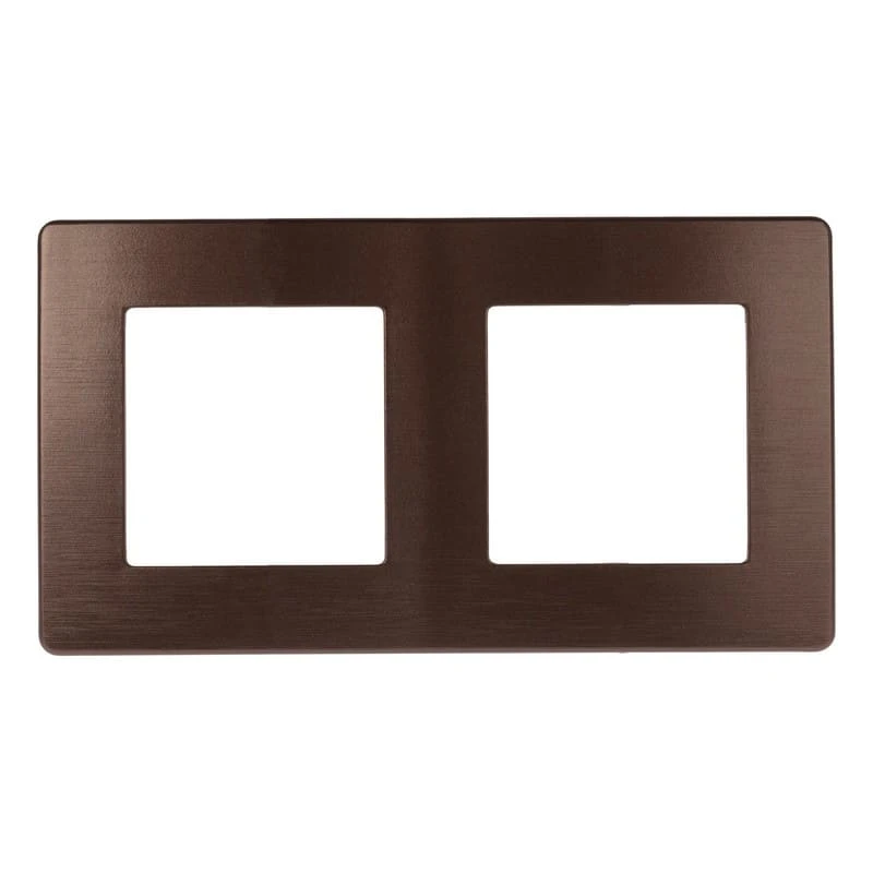 Дизайнерская рамка 2 местная, Сатин, бронза, Б0052516 Эра, серия 12 Дизайнерская рамка 2 местная, Сатин, бронза, Б0052516 Эра, серия 12
