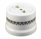 Ретро розетка компьютерная белая с черным узором B1-302-01 D5/1 BIRONI