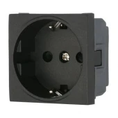 Дизайнерская розетка с заземлением и шторками, черный бархат, 851408 LK Studio, серия LK45