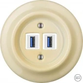 Ретро розетка USB ваниль глянцевая PNFLGsUSBw Katy Paty