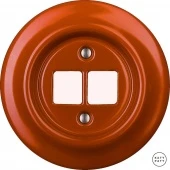 Корпус ретро розетки двойной красно-коричневый глянцевый OPAURGs0 Katy Paty