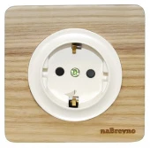 Розетка с заземлением, винтовые контакты, натуральный ясень+бежевый, ROC1-AN/1E10201301 Ruwel