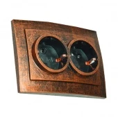 Розетка с заземляющим контактом 2 местная Лофт Винтаж, медь, RE-SLVR2Cp Р-Электро