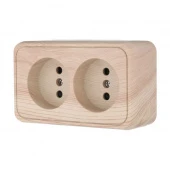 Дизайнерская розетка двойная без заземления, со шторками, сосна, 813625 LK Studio, серия LKStandard