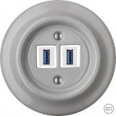 Ретро розетка USB бетон глянцевый CAGsUSBw Katy Paty