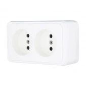 Дизайнерская розетка двойная без заземления, со шторками, белый, 813604 LK Studio, серия LKStandard