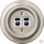 Розетка интернет Cat.6 экранир. двойная, капучино глянцевый LUGsCat6e Katy Paty