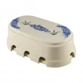 Распаечная коробка большая, синие цветы, серебристая фурнитура, КР8ВС ЛЕАНЗА