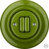 Ретро выключатель ярко-зеленый глянцевый NICHG2Sl5 Katy Paty двухклавишный