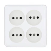 Дизайнерская розетка четырехместная без заземления, со шторками, белый, 813904 LK Studio, серия LKStandard
