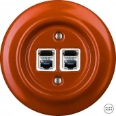 Розетка интернет Cat.6 экранир. двойная, красно-коричневый глянцевый OPAURGsCat6e Katy Paty