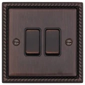Ретро выключатель Colossal Шоколадный кашемир, CME2512-2-BZ T&J Electric двухклавишный проходной