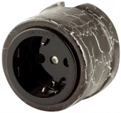 Ретро розетка с заземлением и шторками, черный мрамор, OP12BLM (KM) Salvador