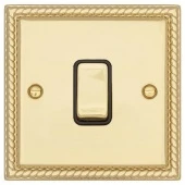 Ретро выключатель возвратный Colossal Янтарная парча, CME2561-2-PB T&J Electric одноклавишный проходной