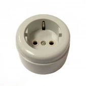 Ретро розетка с заземлением, ABS пластик, серый, Interior Electric