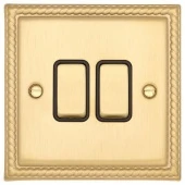 Ретро выключатель Colossal Медовый жаккард, CME2512-2-MBR T&J Electric двухклавишный проходной