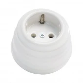 Ретро розетка с заземлением Grande белый, KGS-K01 Edisel