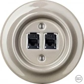 Розетка интернет Cat.6 двойная, капучино глянцевый LUGsCat6 Katy Paty