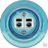 Розетка интернет Cat.6 экранир. двойная, голубой металлик PECAGsCat6e Katy Paty