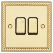 Ретро выключатель возвратный Colossal Янтарная парча, CME2562-2-PB T&J Electric двухклавишный проходной