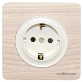 Розетка с заземлением, винтовые контакты, выбеленный ясень+бежевый, ROC1-AW/1E10201301 Ruwel