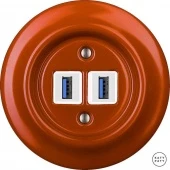 Ретро розетка USB красно-коричневый глянцевый OPAURGsUSBw Katy Paty