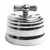 Ретро выключатель Grande Metallic серебро, KGSw2-5SM Edisel двухклавишный