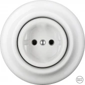 Ретро розетка электрическая без заземления, белый глянцевый ALGs Katy Paty