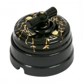 Ретро выключатель Императорская, черный с золотой росписью, GE70404-05C ТМ МезонинЪ одноклавишный, проходной