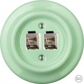 Розетка интернет Cat.6а экранир.10G двойная, ментол глянцевый PNMEGsCat6a Katy Paty