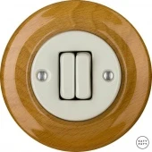 Ретро выключатель проходной бук глянцевый LIFAG2Sl6/6 Katy Paty двухклавишный