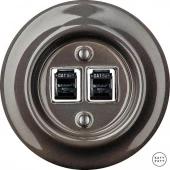 Розетка интернет Cat.5e двойная, коричневый глянцевый BRGsCat5e Katy Paty