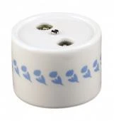 Розетка R/TV-Sat проходная, белая с узором васильки, B1-304-01 D7/3 BIRONI