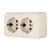 Дизайнерская розетка двойная с заземлением и шторками, бежевый, 813501 LK Studio, серия LKStandard