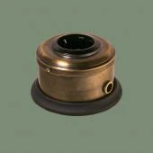 Ретро розетка с заземлением и шторками, серия ДИП-200 темная латунь, рамка: черная, механизм: черный D222-7 Romatti