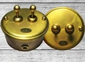 Ретро выключатель, латунь, 12220Р-80/2 ГусевЪ, двухклавишный проходной