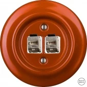 Розетка интернет Cat.6а экранир.10G двойная, красно-коричневый глянцевый OPAURGsCat6a Katy Paty