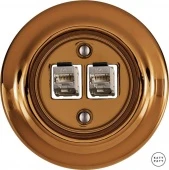 Розетка интернет Cat.6а экранир.10G двойная, медный глянцевый OPCUNGsCat6a Katy Paty