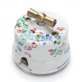 Ретро выключатель белый с росписью Жостово OP11WT.RJ Salvador одноклавишный проходной