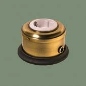 Ретро розетка с заземлением и шторками, серия ДИП-200 светлая латунь, рамка: черная, механизм: белый D212-8 Romatti