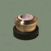 Ретро розетка с заземлением и шторками, серия Роматти светлая латунь, рамка: черная, механизм: белый R212-8 Romatti