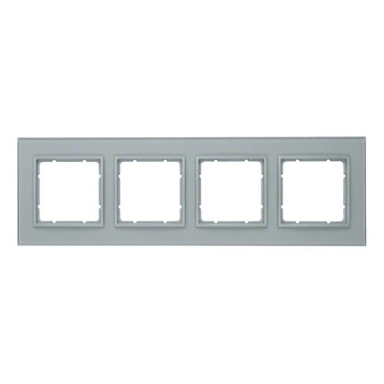 Дизайнерская рамка 4 местная, алюминиевый, глянцевый, стекло, 10146414 Berker, серия B.7