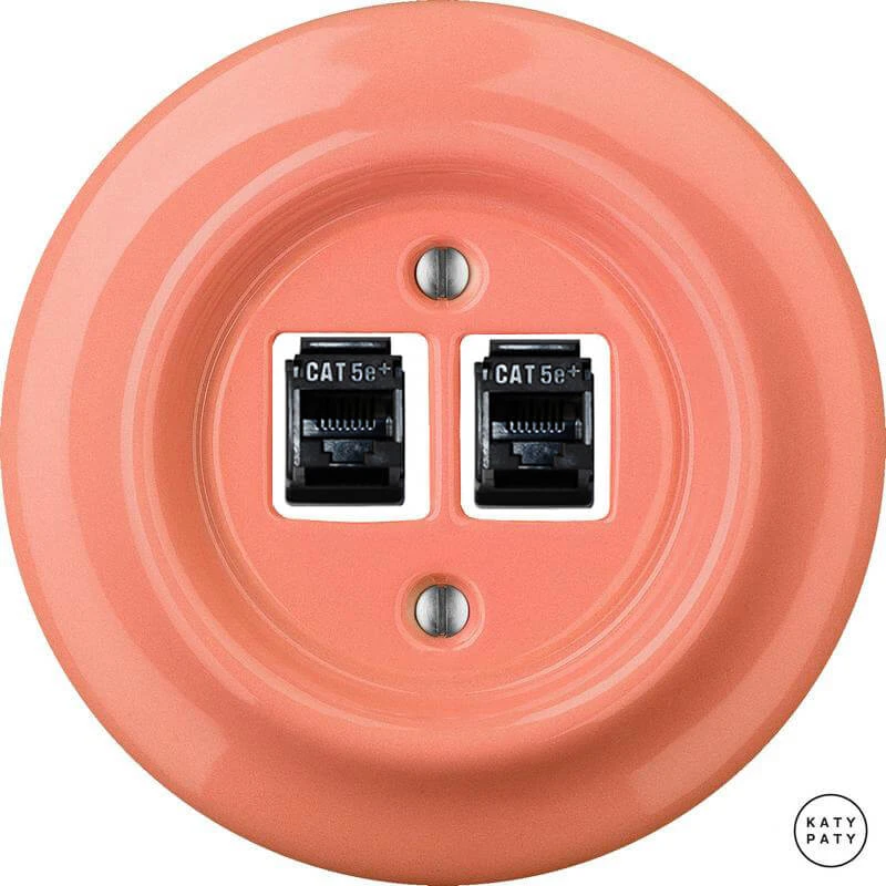 Розетка интернет Cat.5e двойная, лосось глянцевый PNSAGsCat5e Katy Paty Розетка интернет Cat.5e двойная, лосось глянцевый PNSAGsCat5e Katy Paty