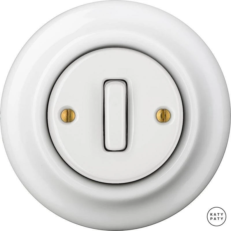 Ретро выключатель белый глянцевый ALGSlds Katy Paty диммер для ламп накаливания Ретро выключатель белый глянцевый ALGSlds Katy Paty диммер для ламп накаливания