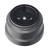 Ретро розетка без заземления, РА16-0201 черный Bylectrica