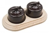Ретро выключатели Combi duble-1, коричневый, натурель, B1-201-02/CD BIRONI, одноклавишный проходной