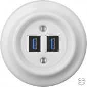 Ретро розетка USB белый глянцевый ALGsUSBb Katy Paty